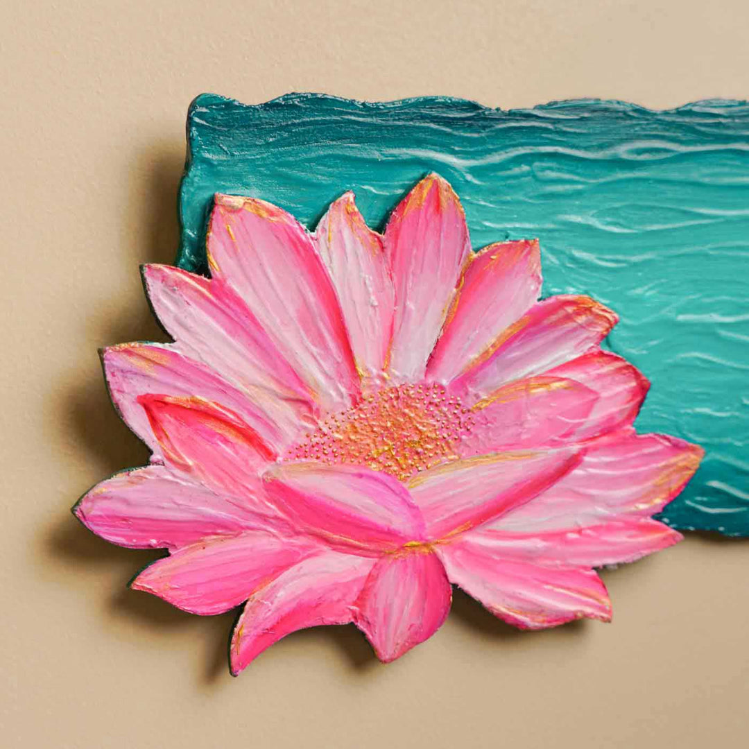 Personalized Lotus Theme Mdf Wood Name Plate