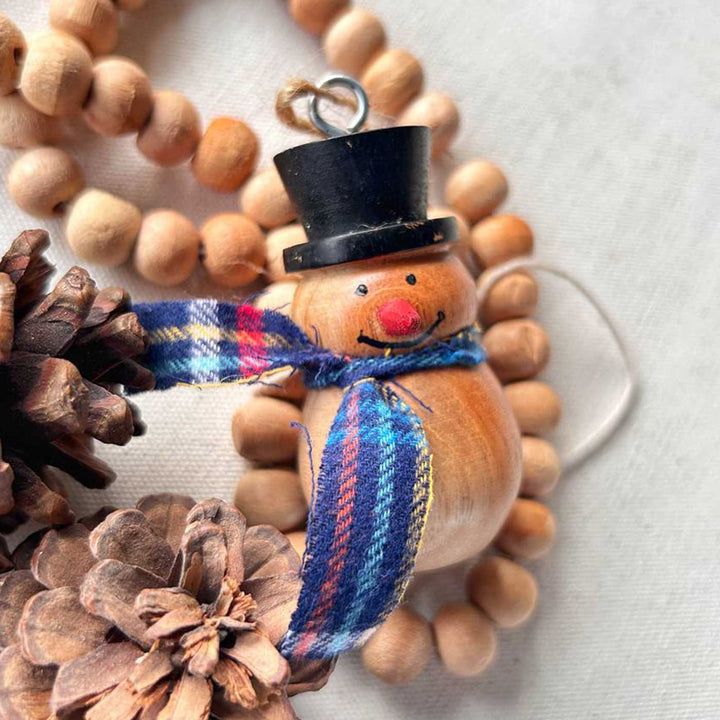 Handmade Snowman Wooden Ornament For Christmas Tree Decoration