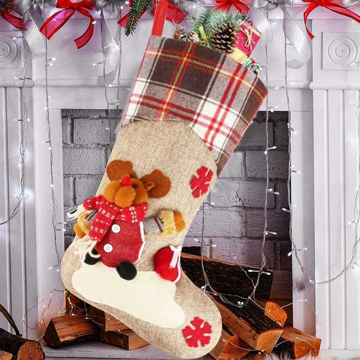 Handmade Rudolf Cotton Stockings For Christmas Decoration