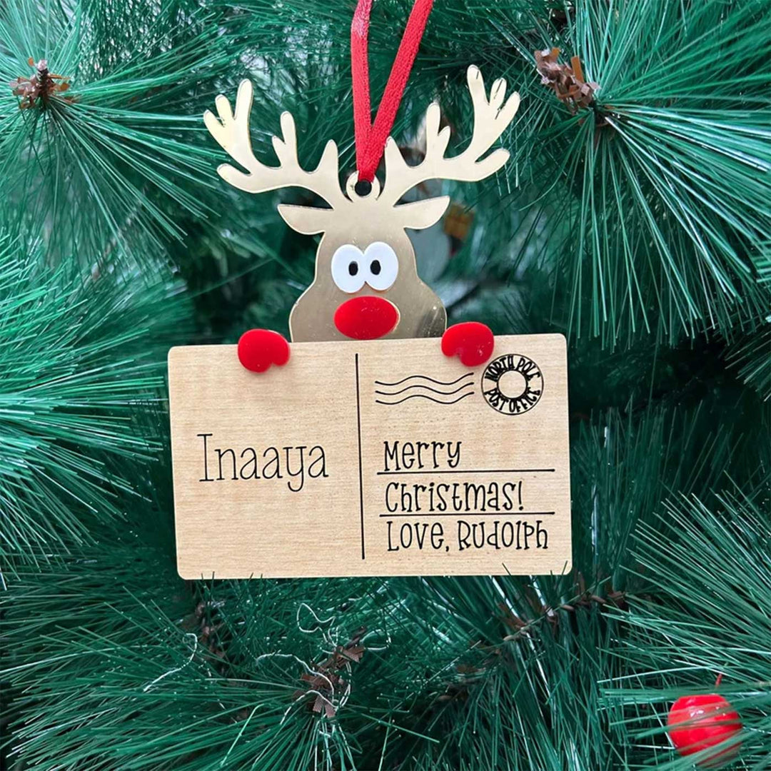 Personalized Post Card Mdf Wood Ornaments For Christmas Tree Decoration