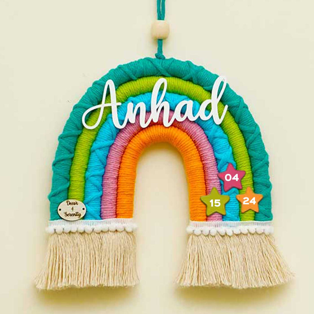 Macrame Rainbow Personalized Kids' Nameplate & Bunting Combo