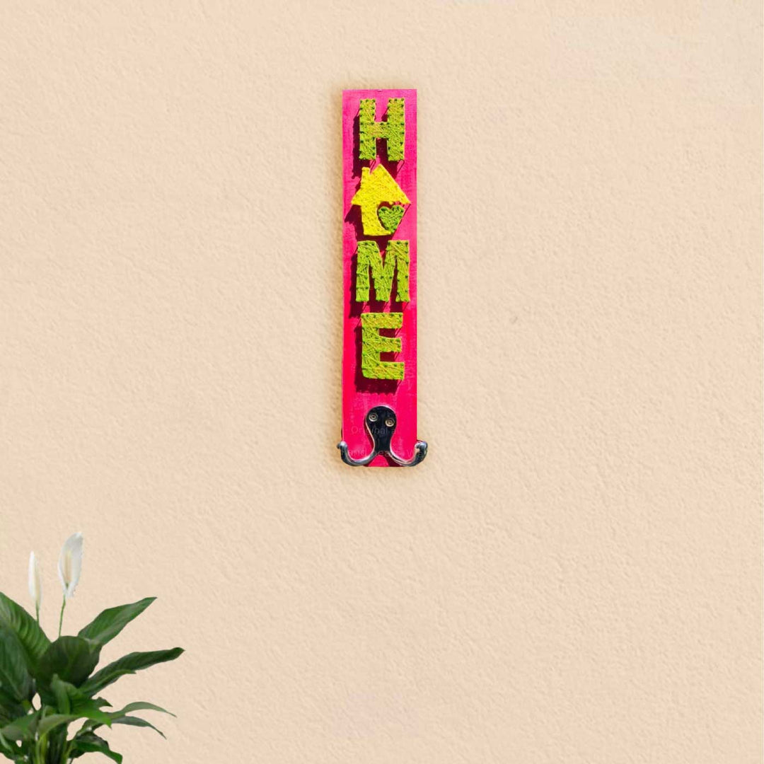 Handmade String Art "Home" Vertical Mdf Wood Key Hanger