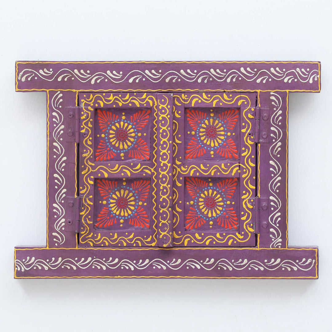 Handmade Decorative Purple Wooden Window Wall Decor