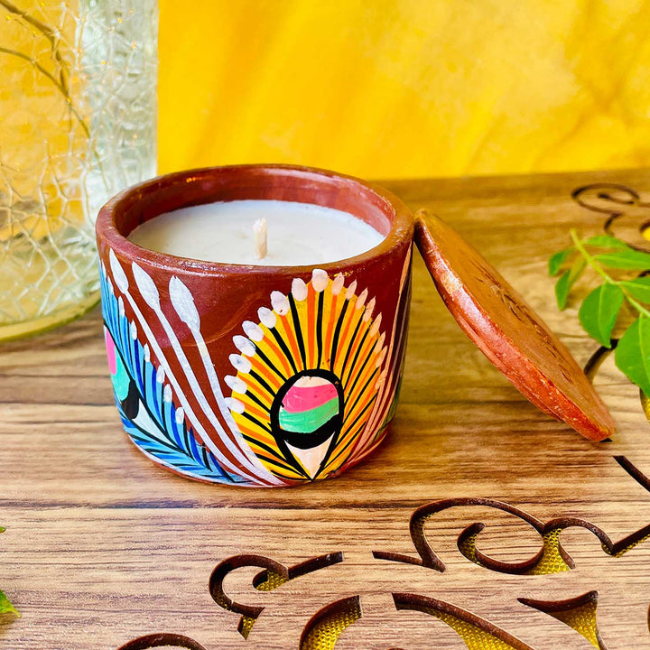 Hand-Painted Patachitra Aranya Single Wick Scented Candle