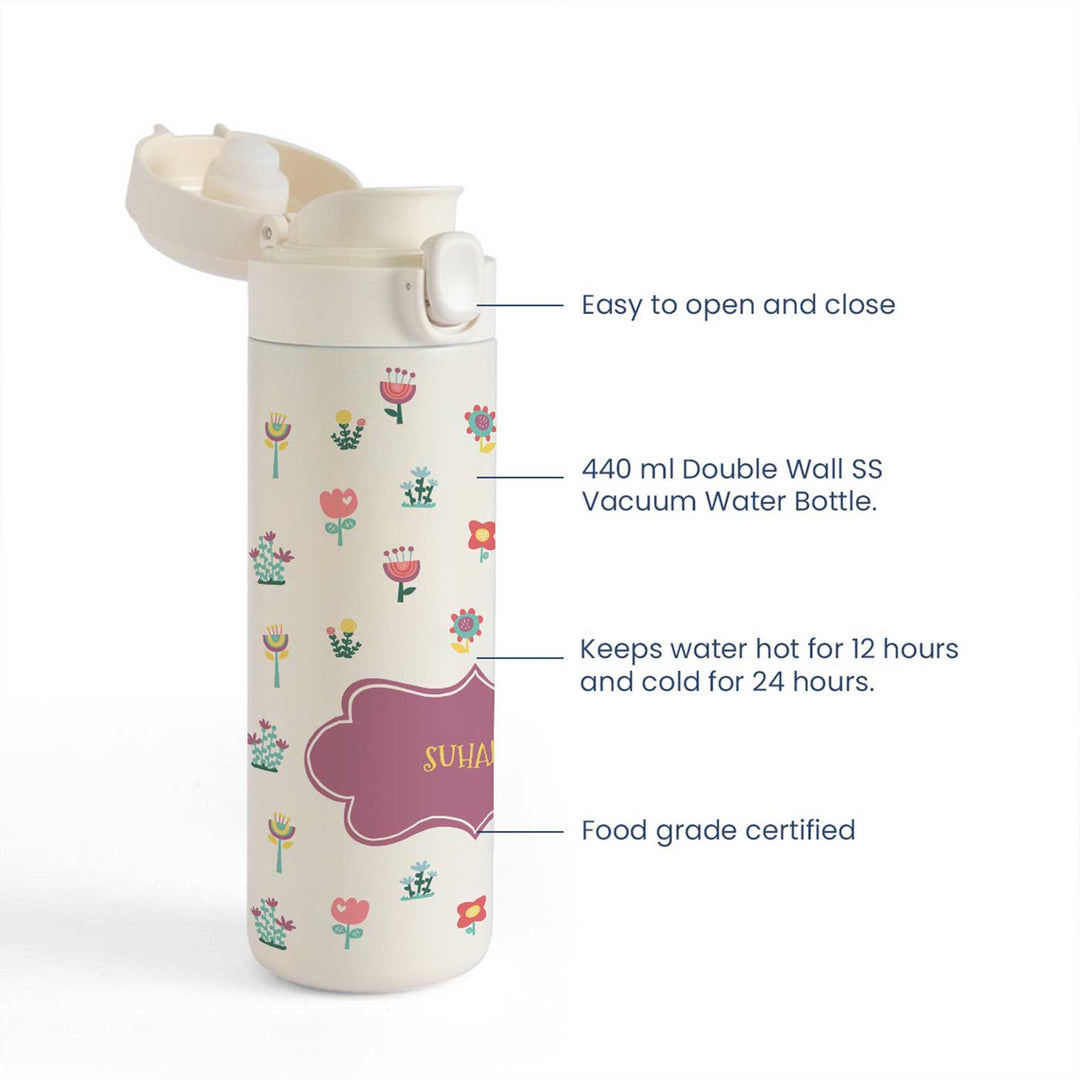 Personalized Enchanted Garden Theme Steel Insulated Water Bottle