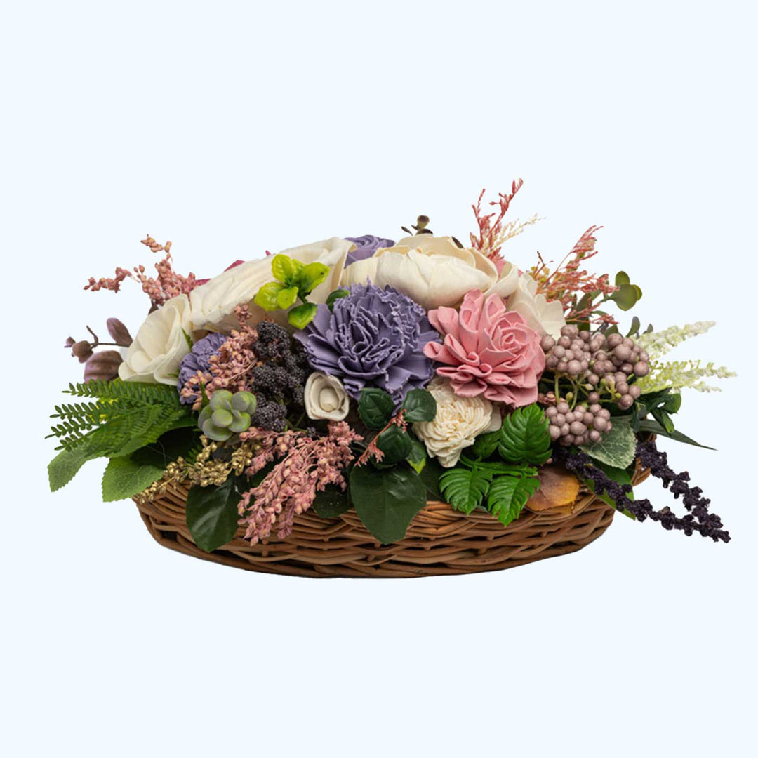 Handmade Pretty Pink Basket Shola Flower Centerpiece