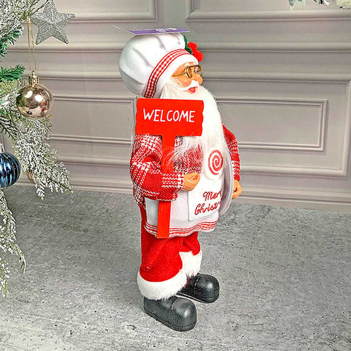 Big Masterchef Santa Claus Self-Standing Woolen Decor For Christmas Table Decoration