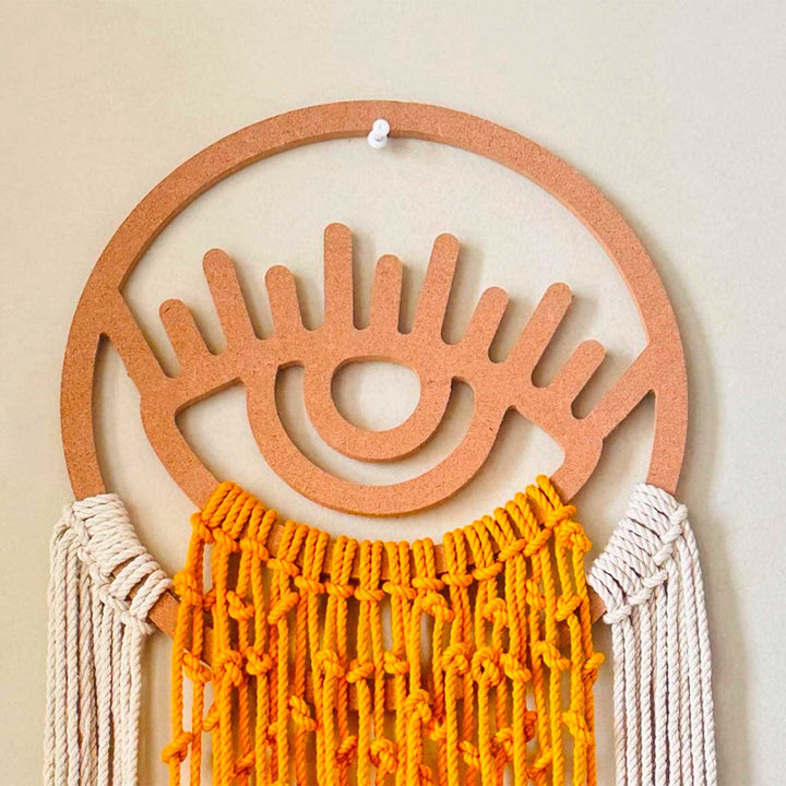 Mustard & White Evil Eye MDF Hanging