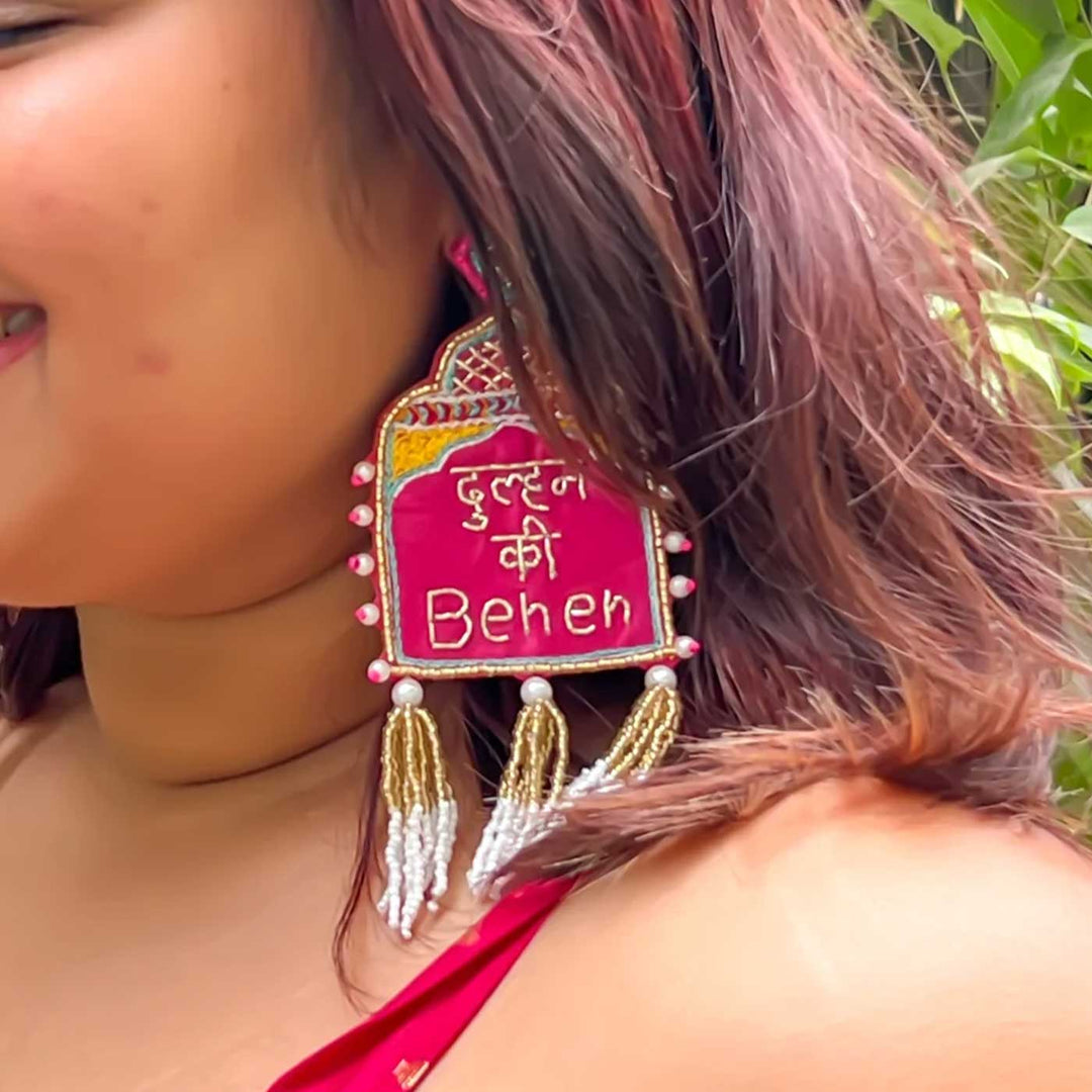 Handmade "Dulhan ki Behen" Beaded Earrings for Bride's Sister