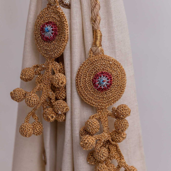 Handmade Kono Copper Tikki & Beads Curtain Tie Backs | Set of 2