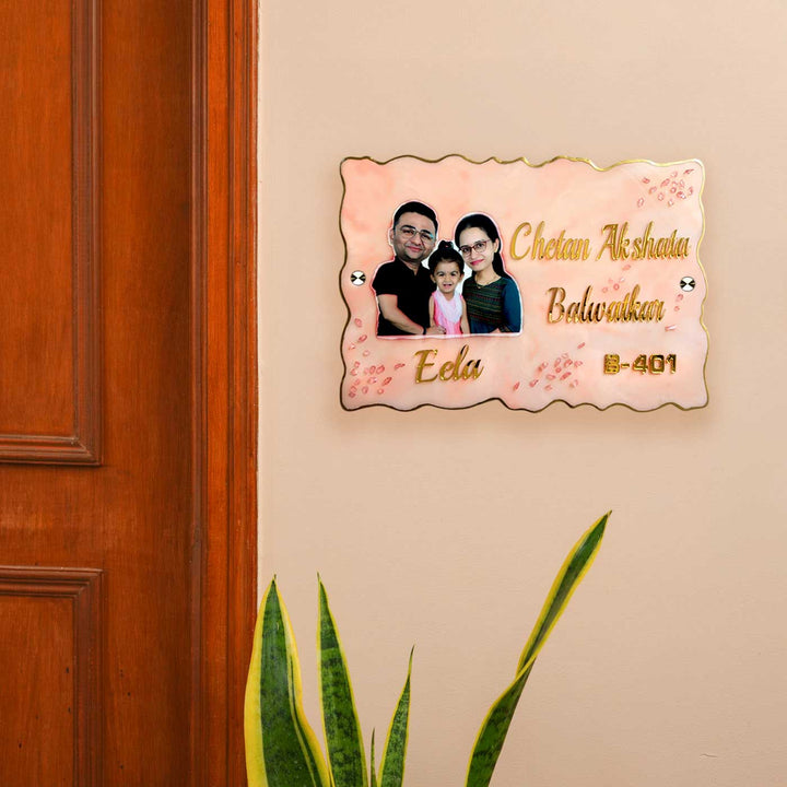 Photo Personalized Pink Resin & Acrylic Waterproof Name Plate