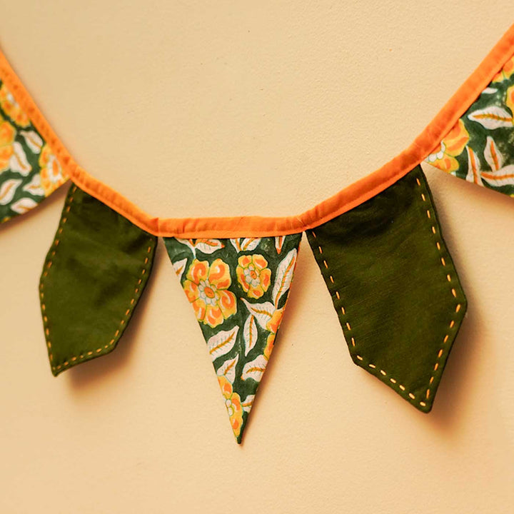 Handmade Green-Yellow Rangriti Fabric Toran