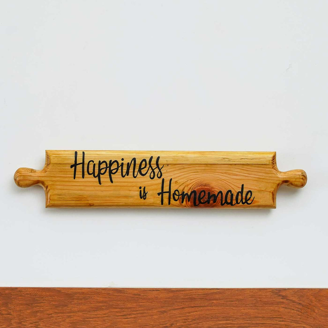 Handmade "Happiness Is Handmade" Wooden Rolling Pin Wall Art