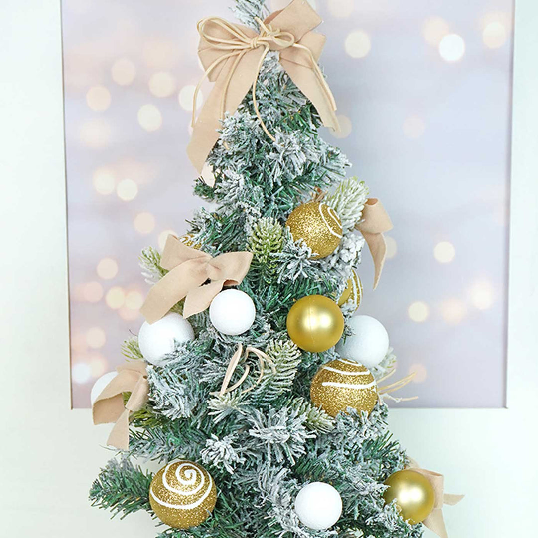 Gold Swirl Frosty Bushy Xmas Tree For Christmas Table Decoration