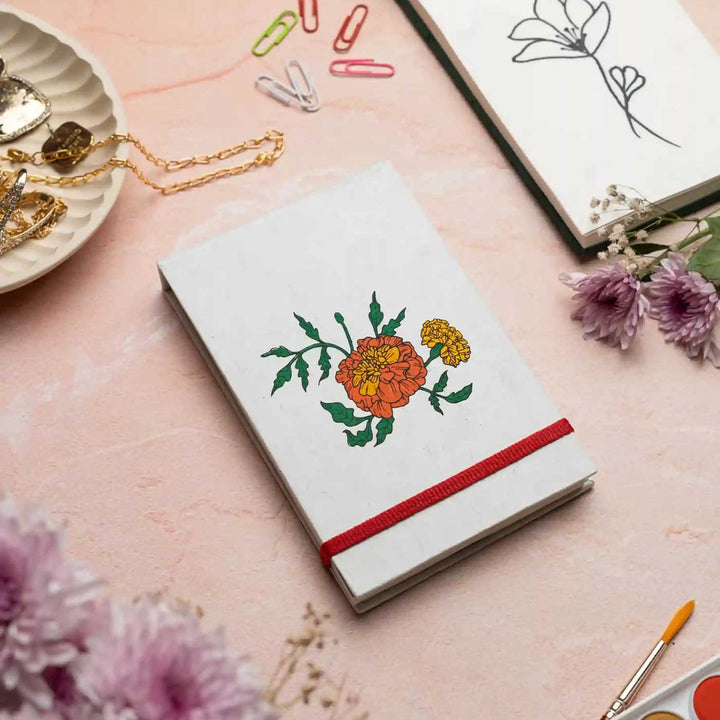 Handmade Genda Phool Unruled Notepads | 100 Pages