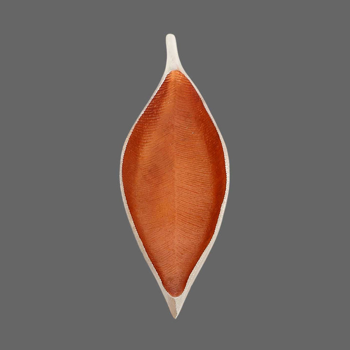 Handmade Orange Long Leaf Shaped Aluminium Platter