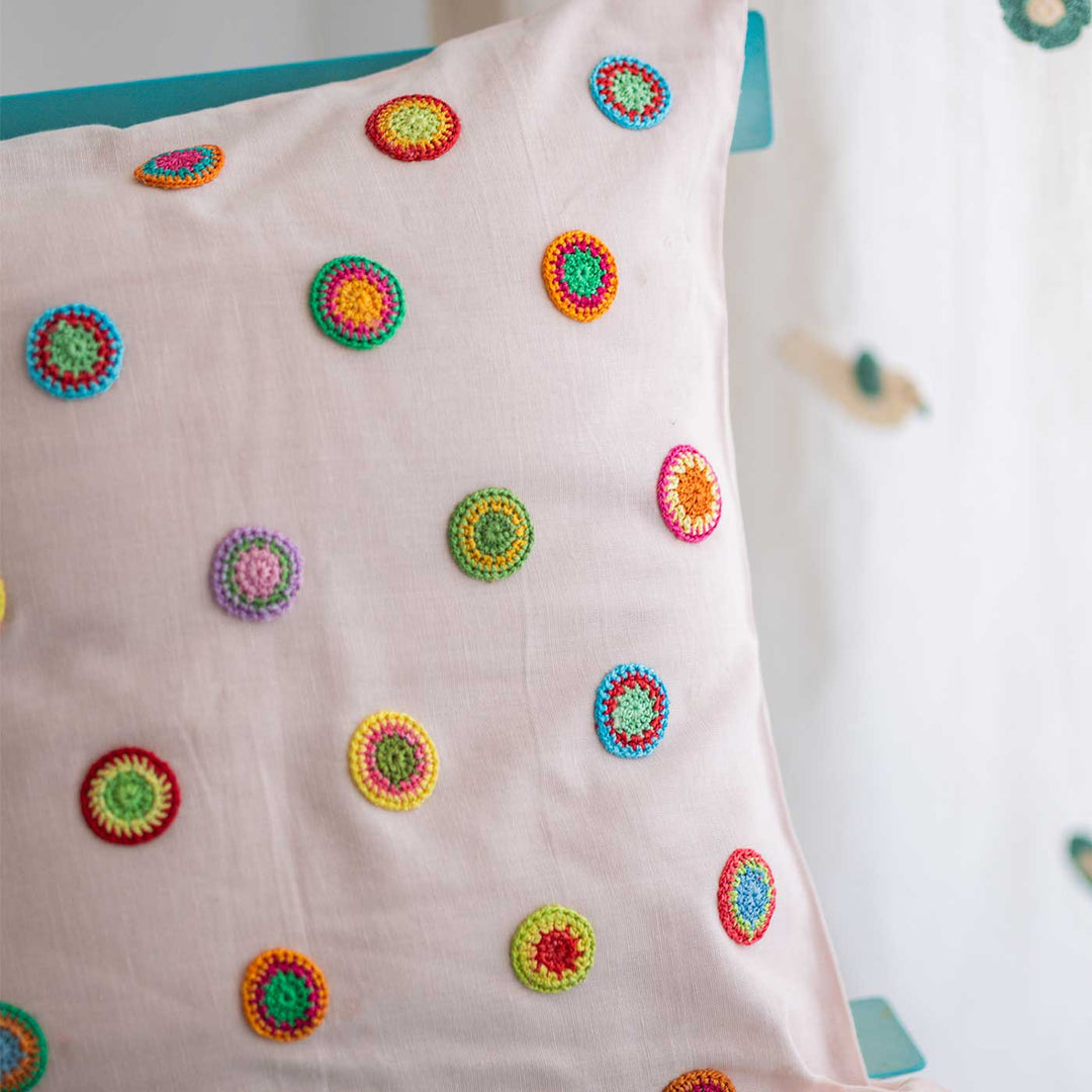 Handmade Prakriti Spring Drops Cushion Cover | 16 inch