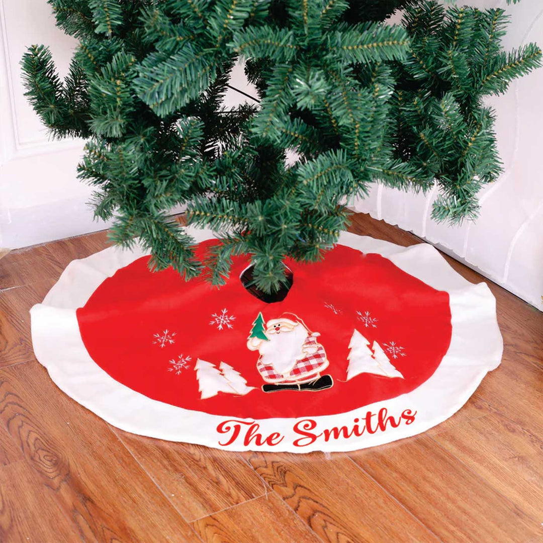 Personalized Happy Santa Felt Tree Skirt For Christmas Tree Decoration