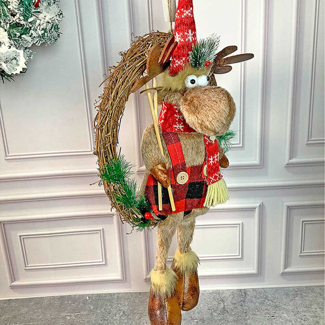 Fluffy Rudolf Wreath For Christmas Wall Decoration