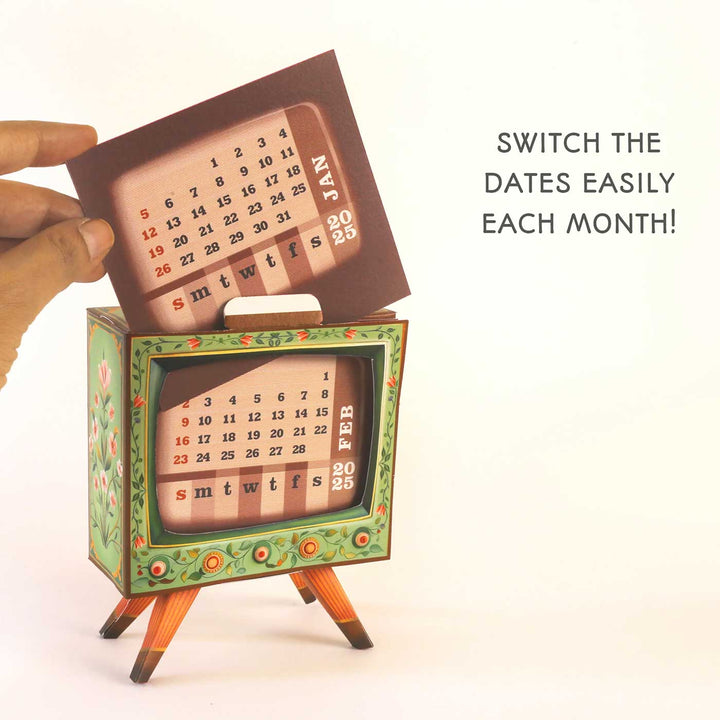 Mini TV Desk Calendar 2025 DIY Paper Craft Kit