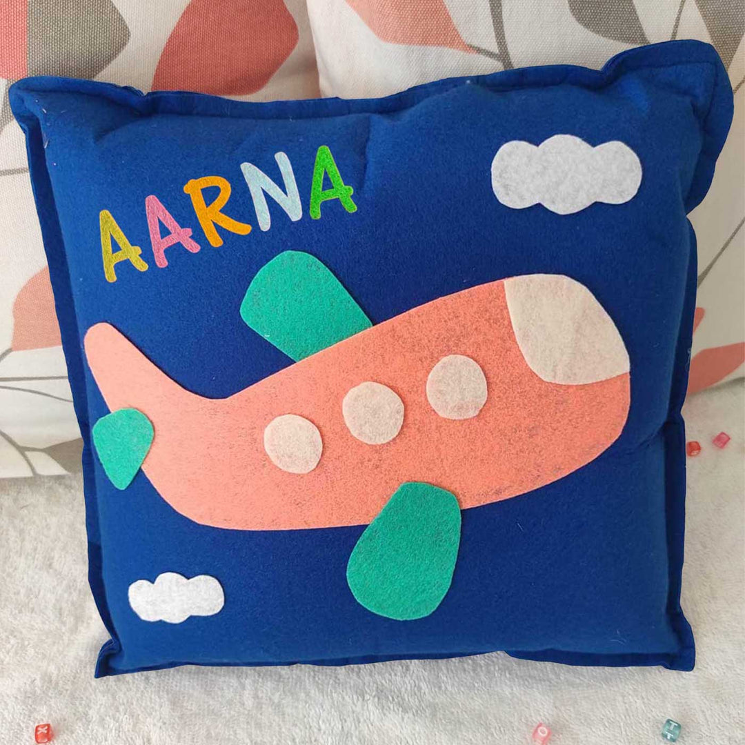 Personalized Handmade Aeroplane Theme Felt Kids Pillow