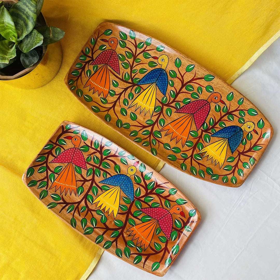 Hand-Painted Pattachitra Masakali Wooden Tray