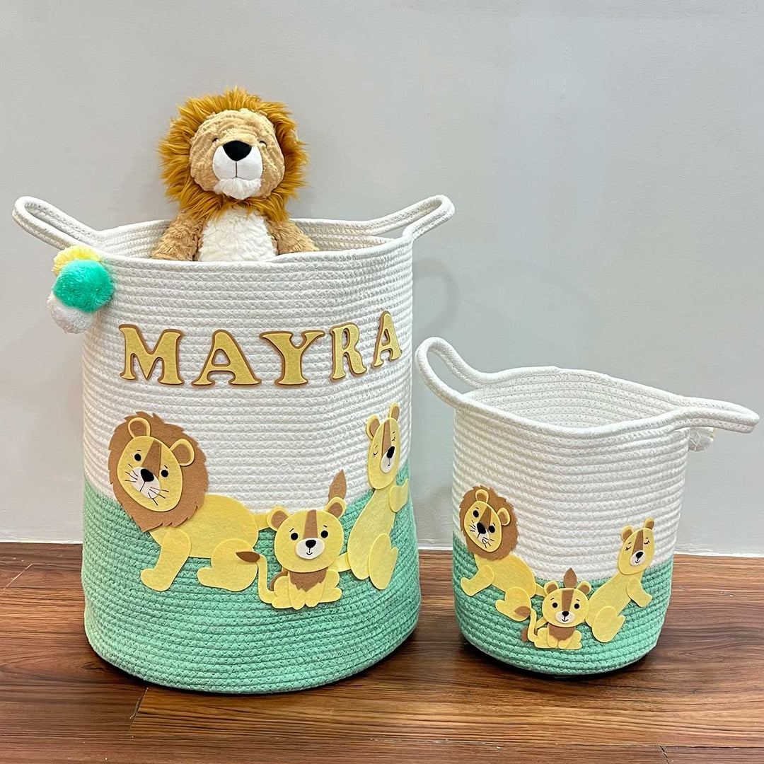 Personalized Handmade Lions Legacy Jute Basket For Kids