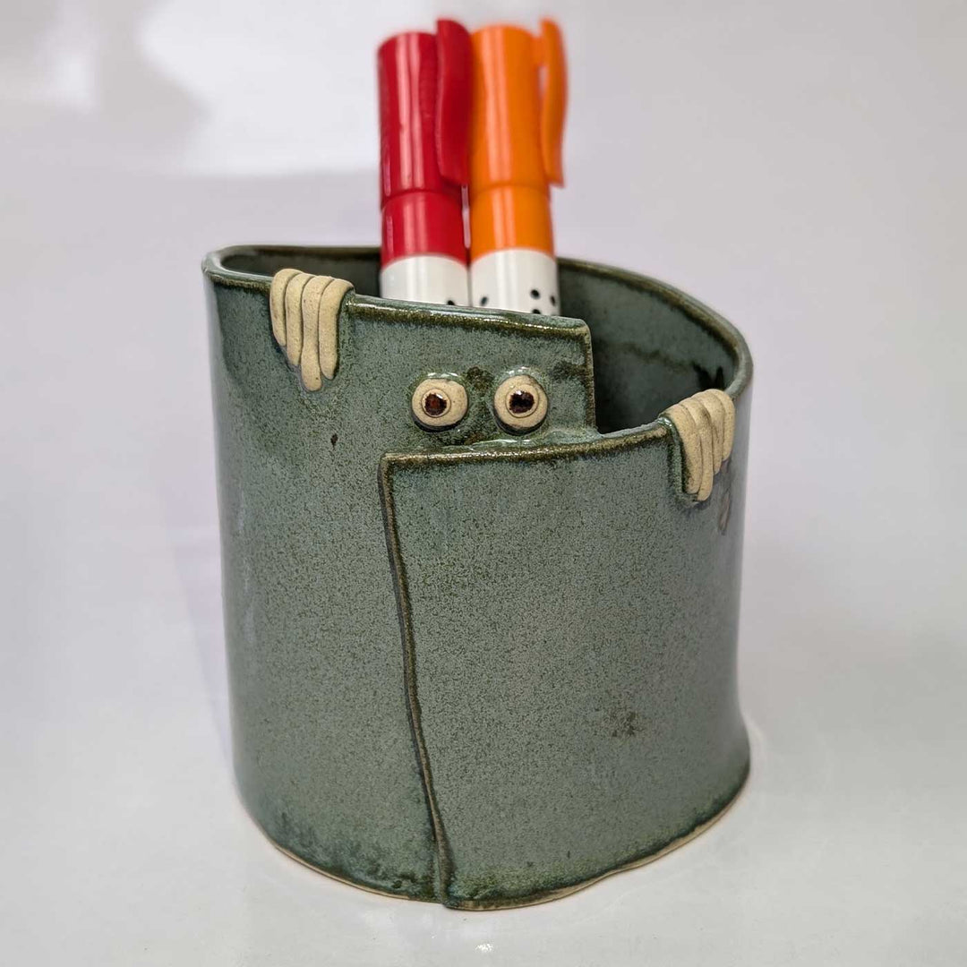 Hand-Painted Peek A Boo Organiser Ceramic Pen Holder