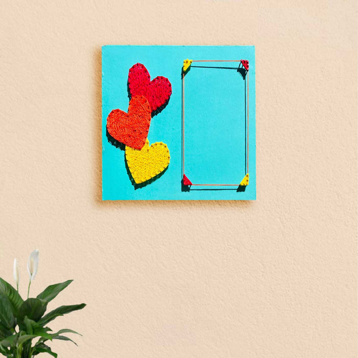 Personalized Handmade String Art Blue Mdf Wood Photo Frame