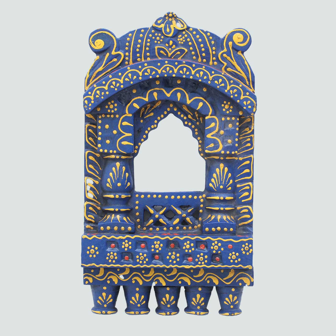 Handmade Traditional Dark Blue Jharokha Wooden Jharokha