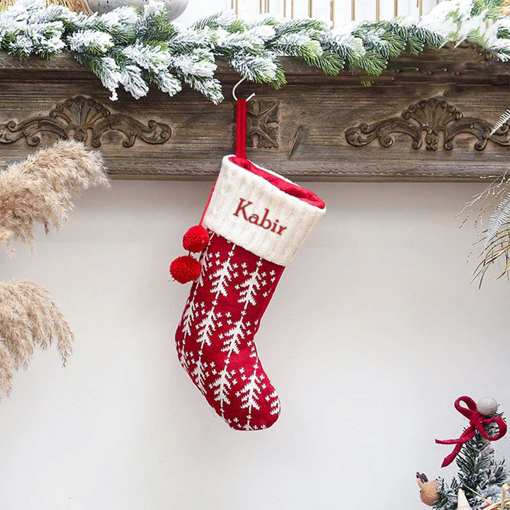 Personalized Holiday Chevron Cheer Knitted Cotton Stockings For Christmas Decoration