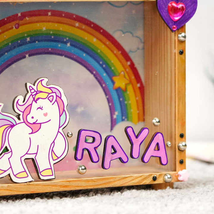 Personalized Unicorn Theme Acrylic Piggy Bank For Kids