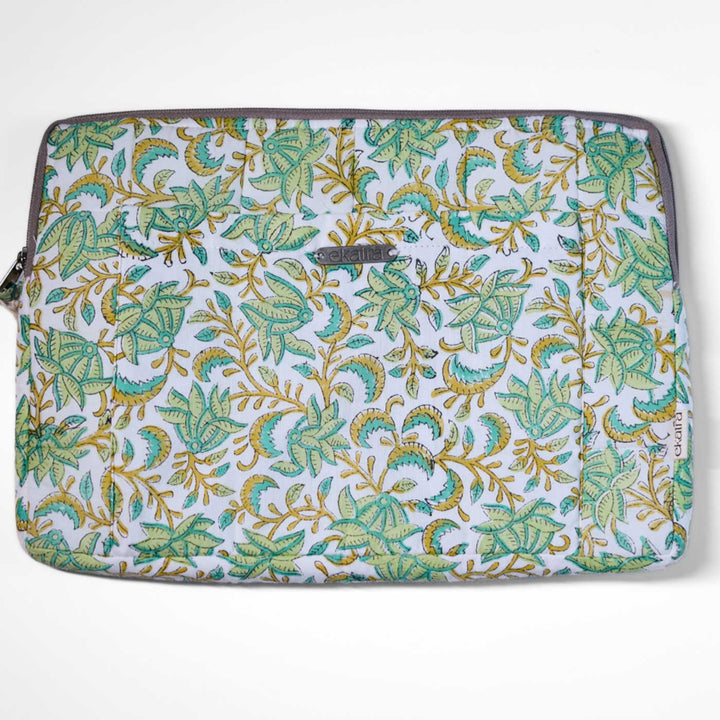 Green Floral Chevron Laptop Sleeve