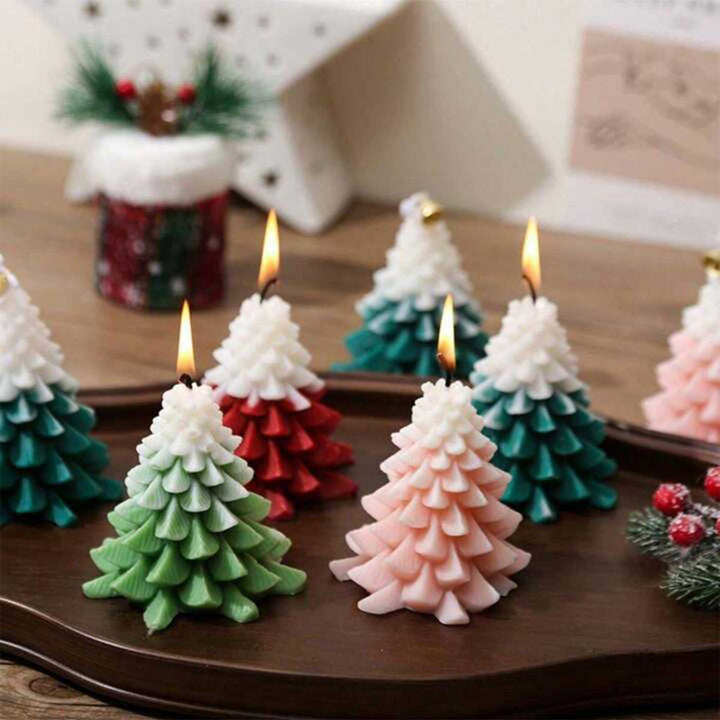 Handmade Xmas Tree Soy Wax Candle For Christmas Decoration