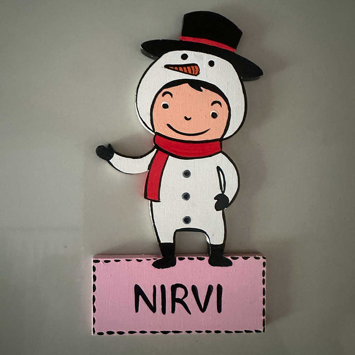 Personalized Hand-Painted Christmas Theme Kids Mdf Wood Fridge Magnet