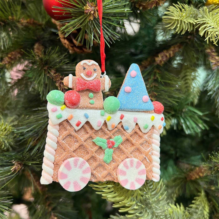 Handmade Gingerbread Train Adventure Clay Ornaments For Christmas Tree Decoration | Set Of 3