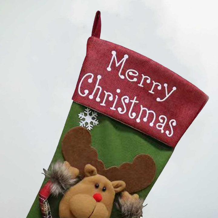 Handmade Merry Reindeer Cotton Stockings For Christmas Decoration