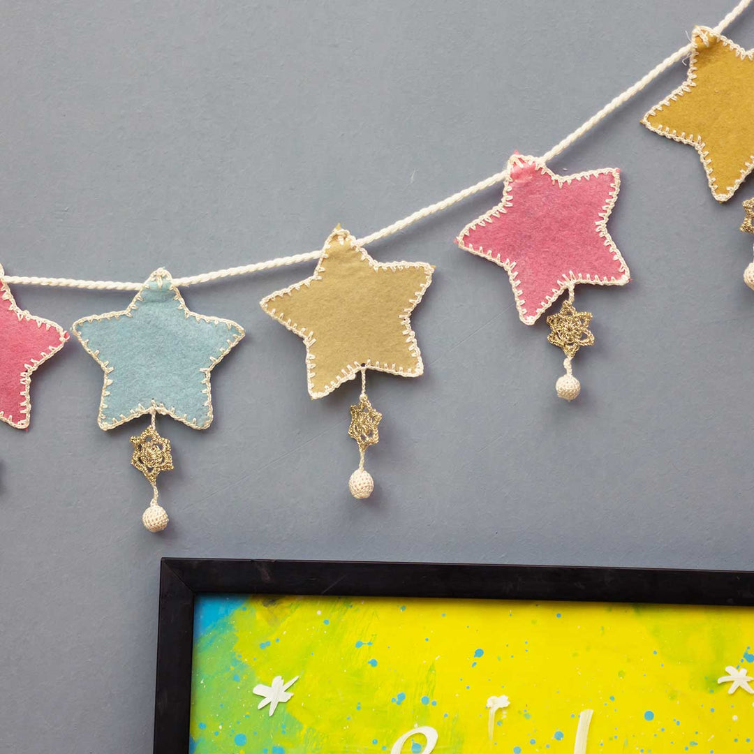 Handmade Crochet Star Themed Felt Bunting