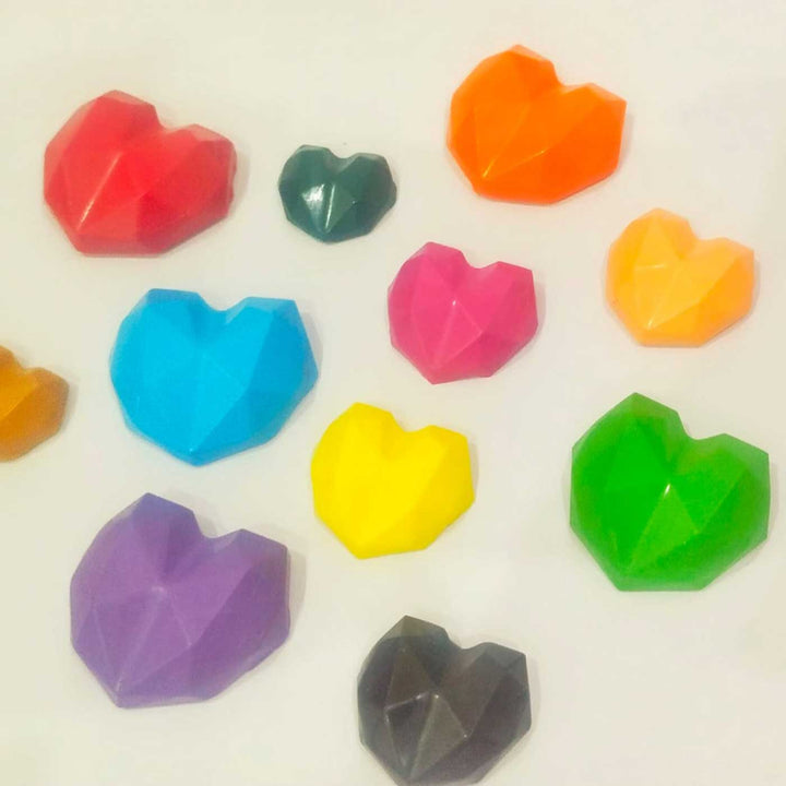 Handmade Non-Toxic Heart Shaped Crayons | Set Of 8