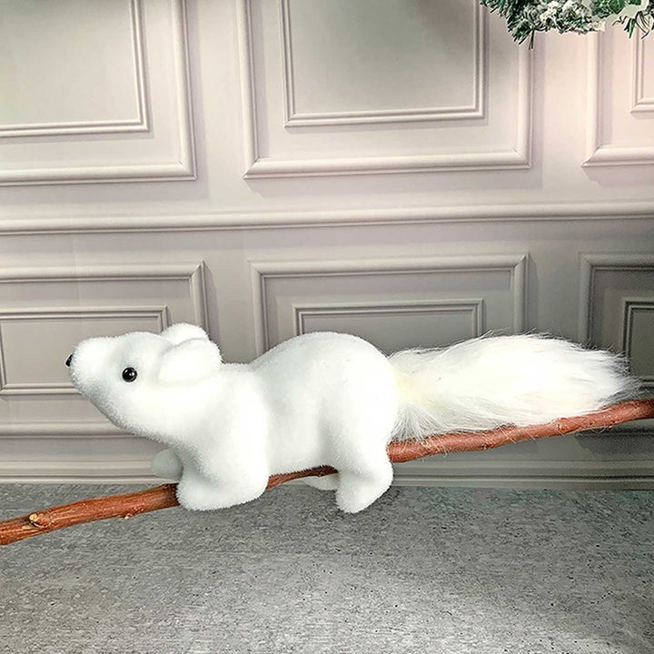 Winter Squirrel With Twig Stem Woolen Decor For Christmas Table Decoration