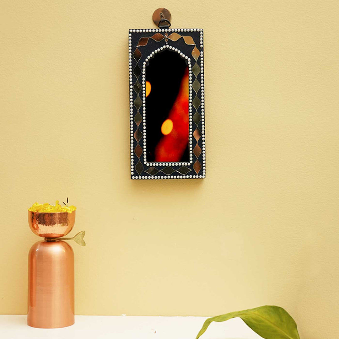 Handmade Dark Blue MDF Jharokha Mirror