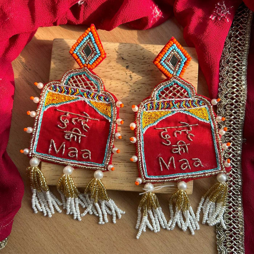 Handmade "Dulhe ki Maa" Beaded Earrings for Groom's Mother