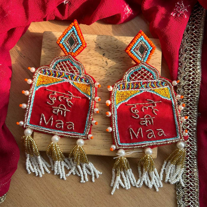 Handmade "Dulhe ki Maa" Beaded Earrings for Groom's Mother