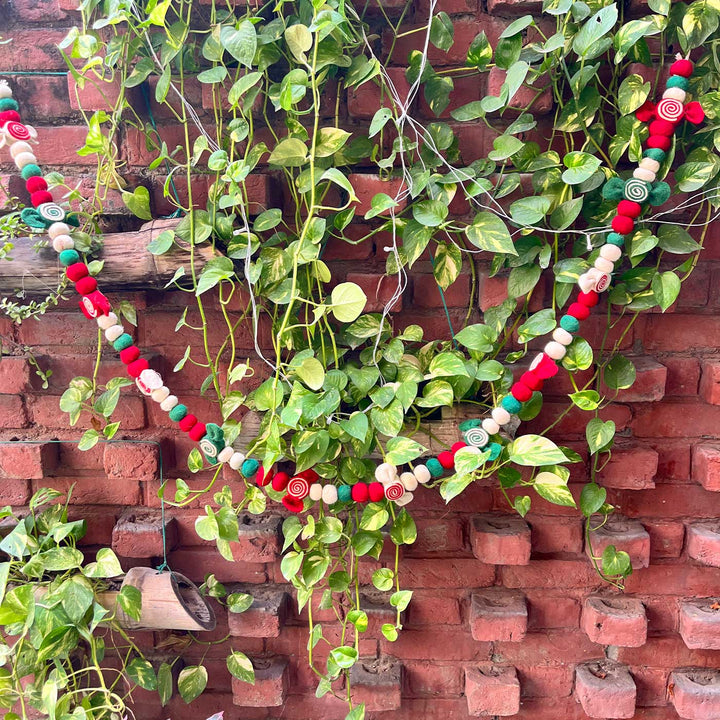 Handmade Upcycled Toffee Felt Garland/ Bunting For Christmas Decoration