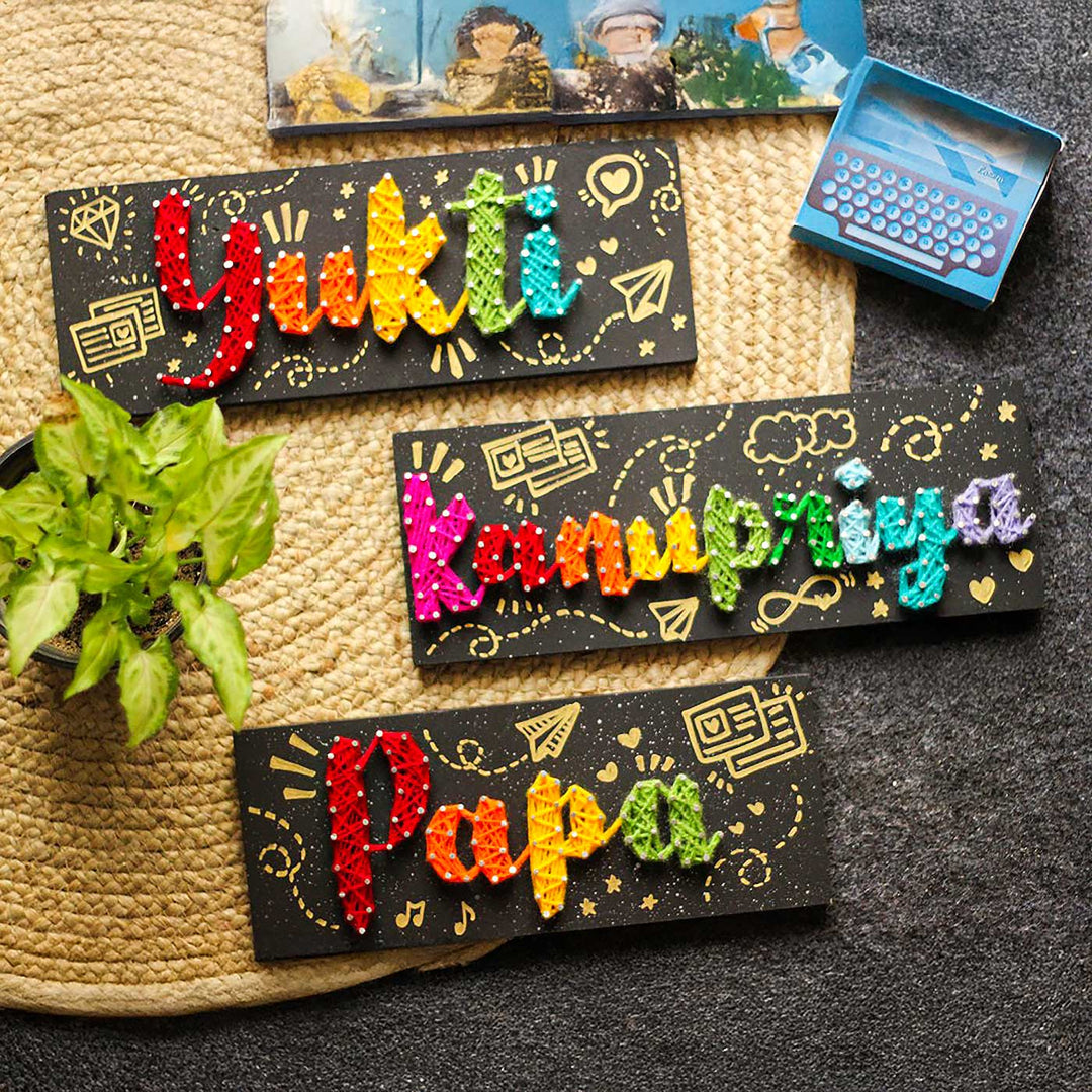 Personalized String Art Colourful MDF Wood Name Plate