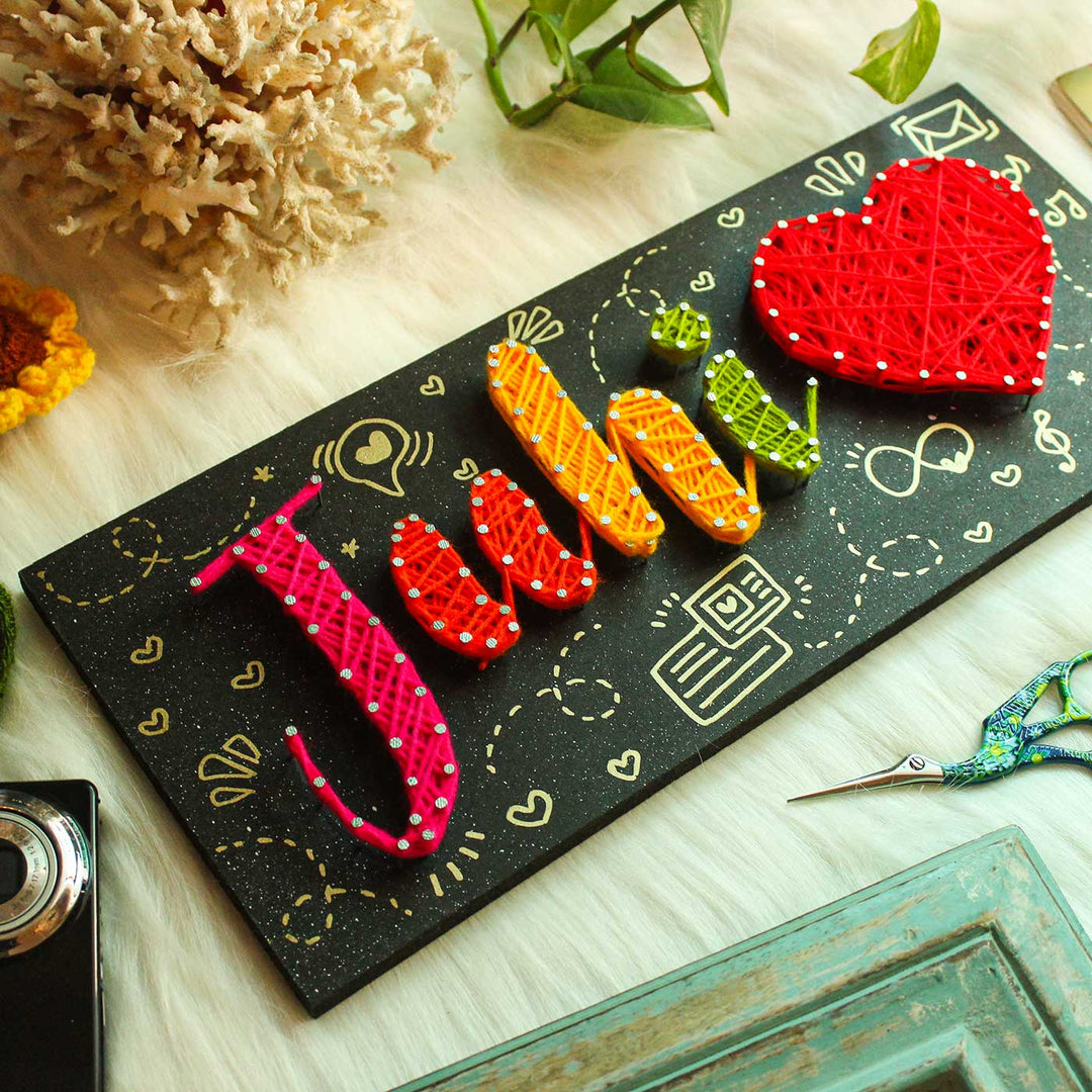 Personalized String Art Colourful MDF Wood Name Plate