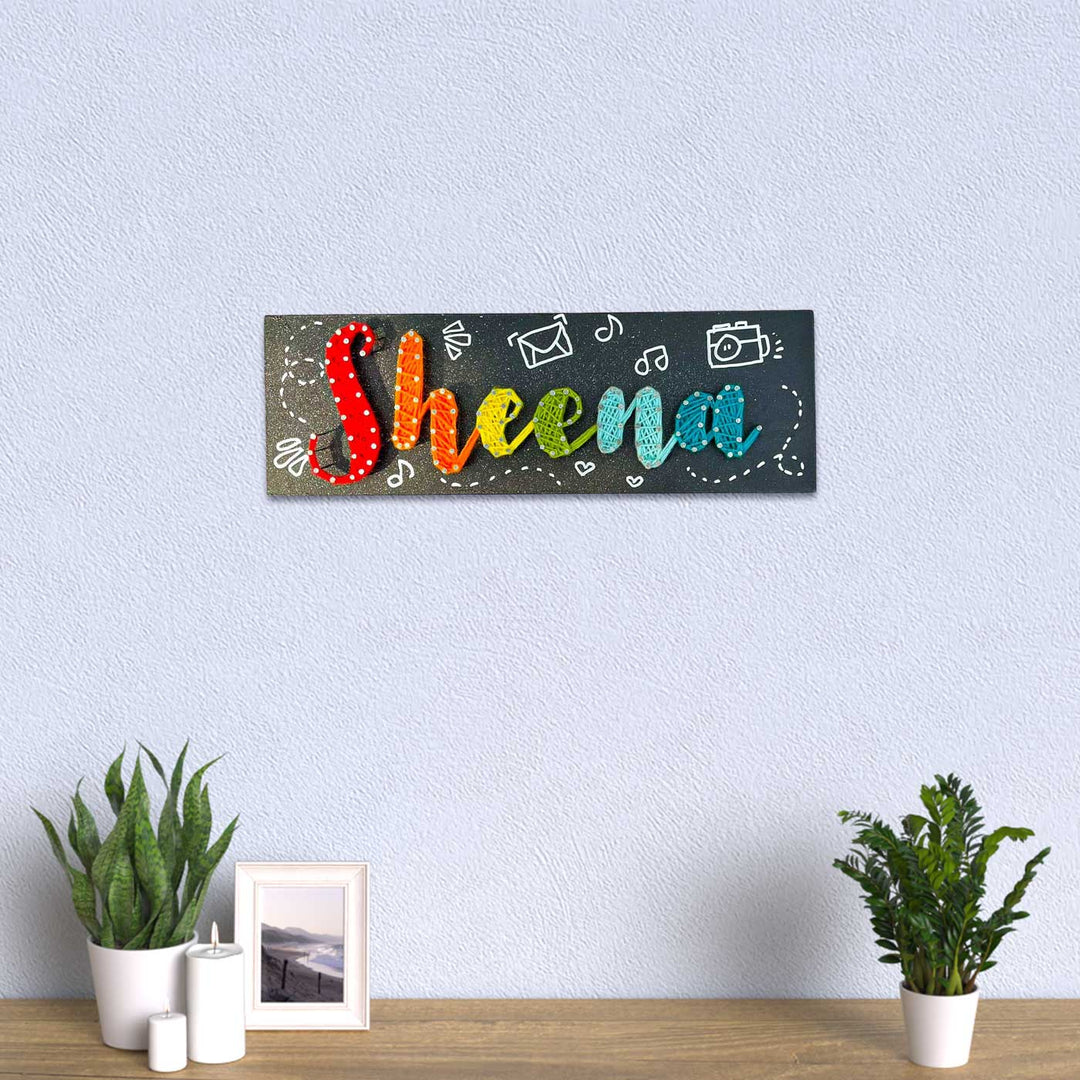 Personalized String Art Colourful MDF Wood Name Plate