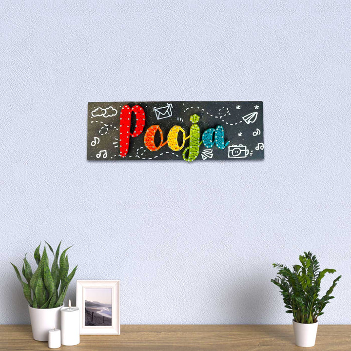 Personalized String Art Colourful MDF Wood Name Plate