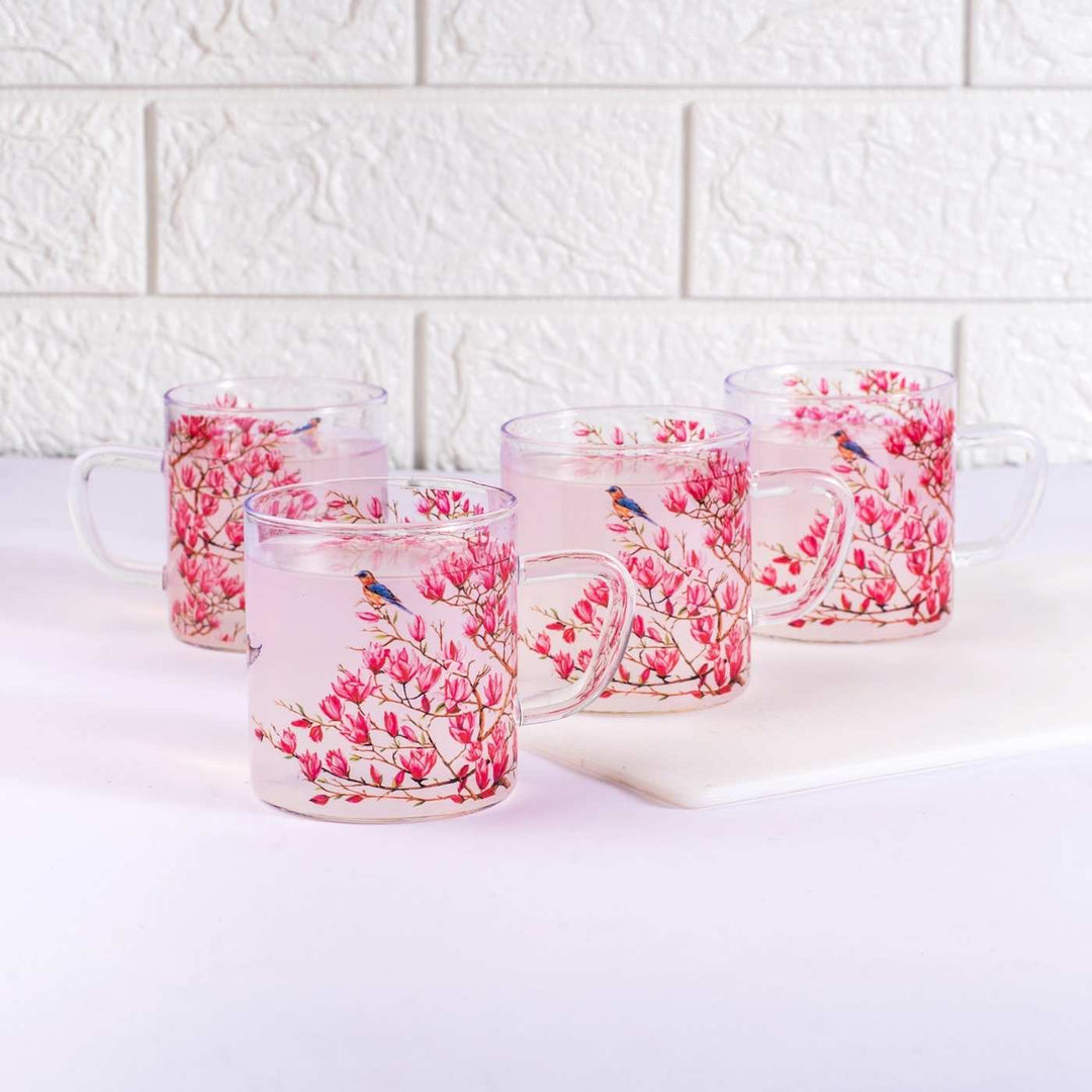 Borosilicate Glass Tea Cups with Delicate Prints I 190 ML