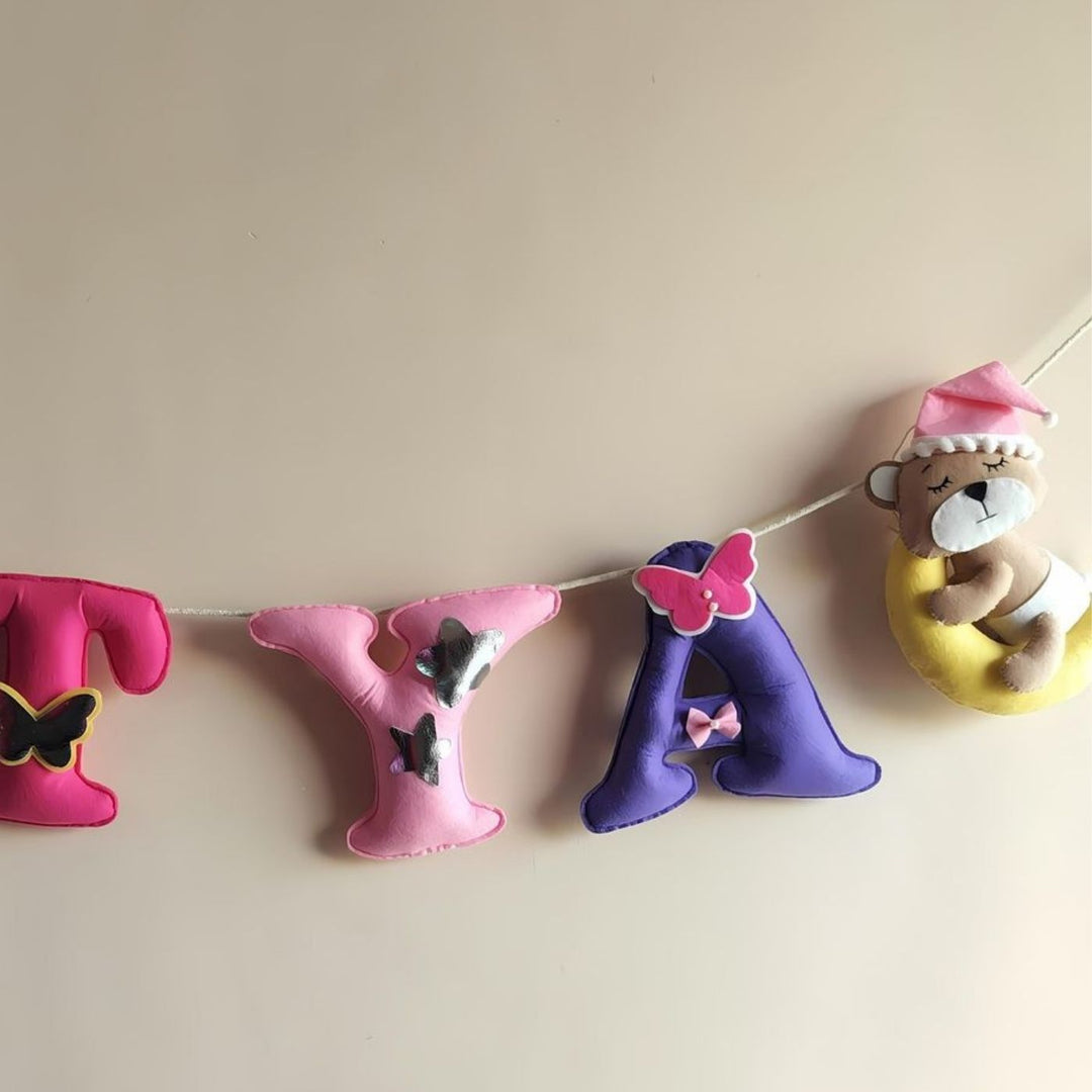 Customised Pink and Purple Felt Kids Bunting For Girls